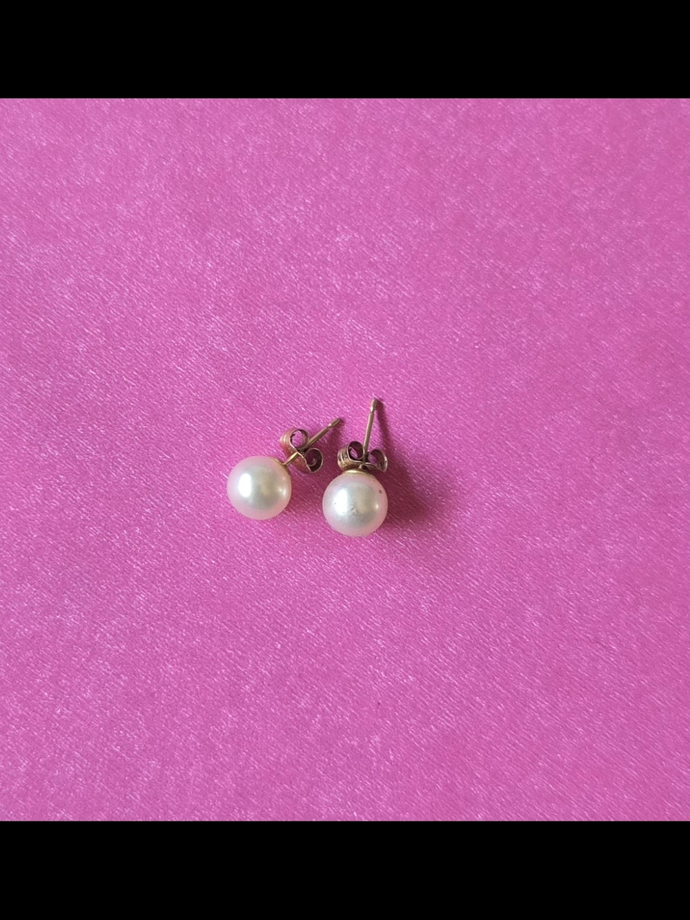 Vintage 14K Gold Pearl Stud Earrings 7.5mm-8mm Cultured Pearl Stamped 14K PTC